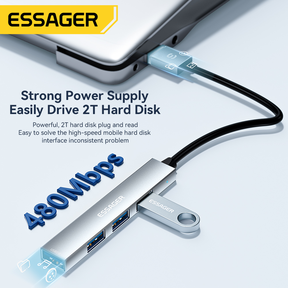 Essager 4 in 1 USB C Cable Hub - Multi Port Usb Hub ulasan dan harga
