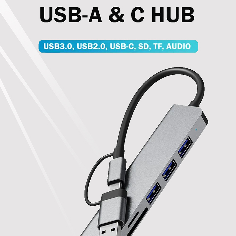 Type C Hub USB Splitter 8 In 1 - Multi Port Usb Hub ulasan dan harga
