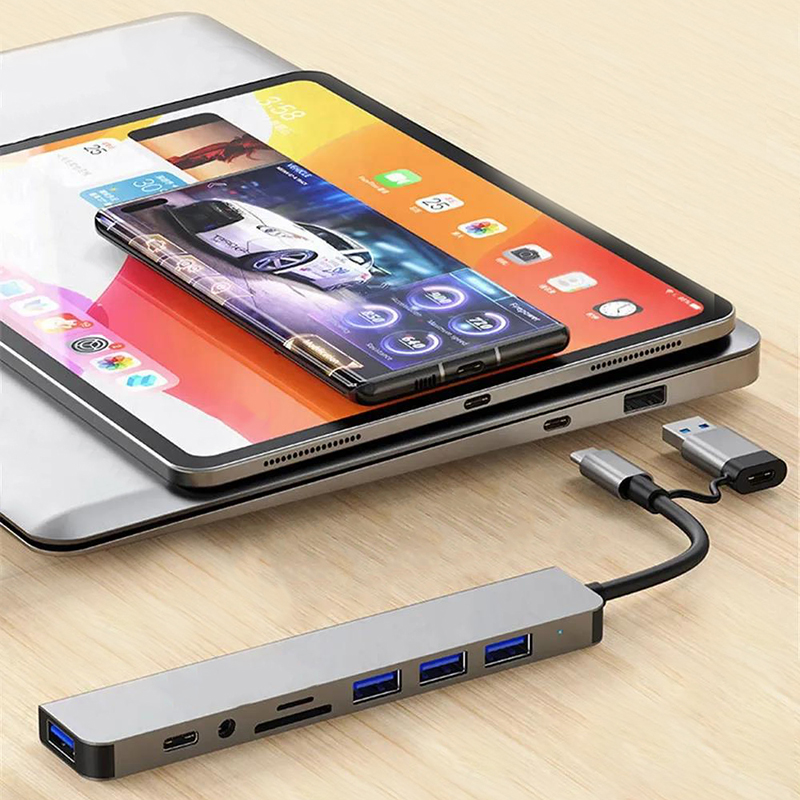 Type C Hub USB Splitter 8 In 1 - Multi Port Usb Hub ulasan dan harga