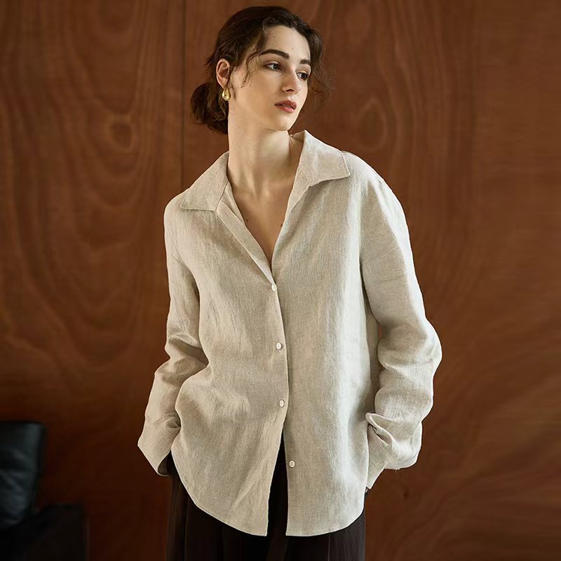 100% Linen Long-Sleeve Women's - Office High Tech ulasan dan harga