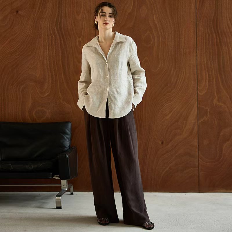 100% Linen Long-Sleeve Women's - Office High Tech ulasan dan harga